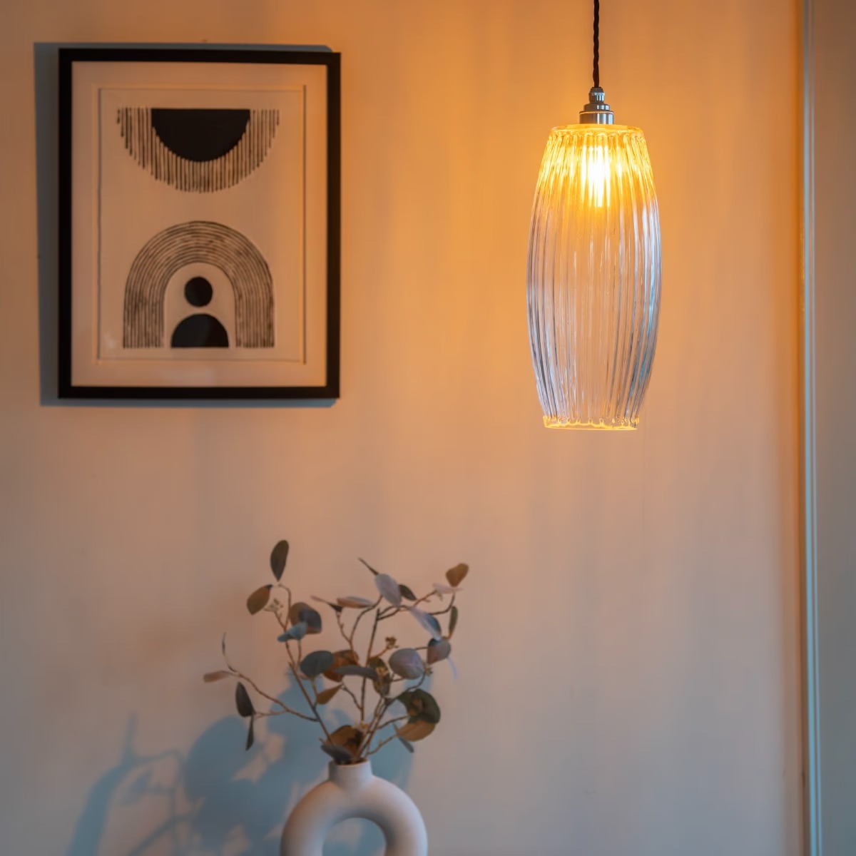 Henley Curve Fluted Glass Pendant Light