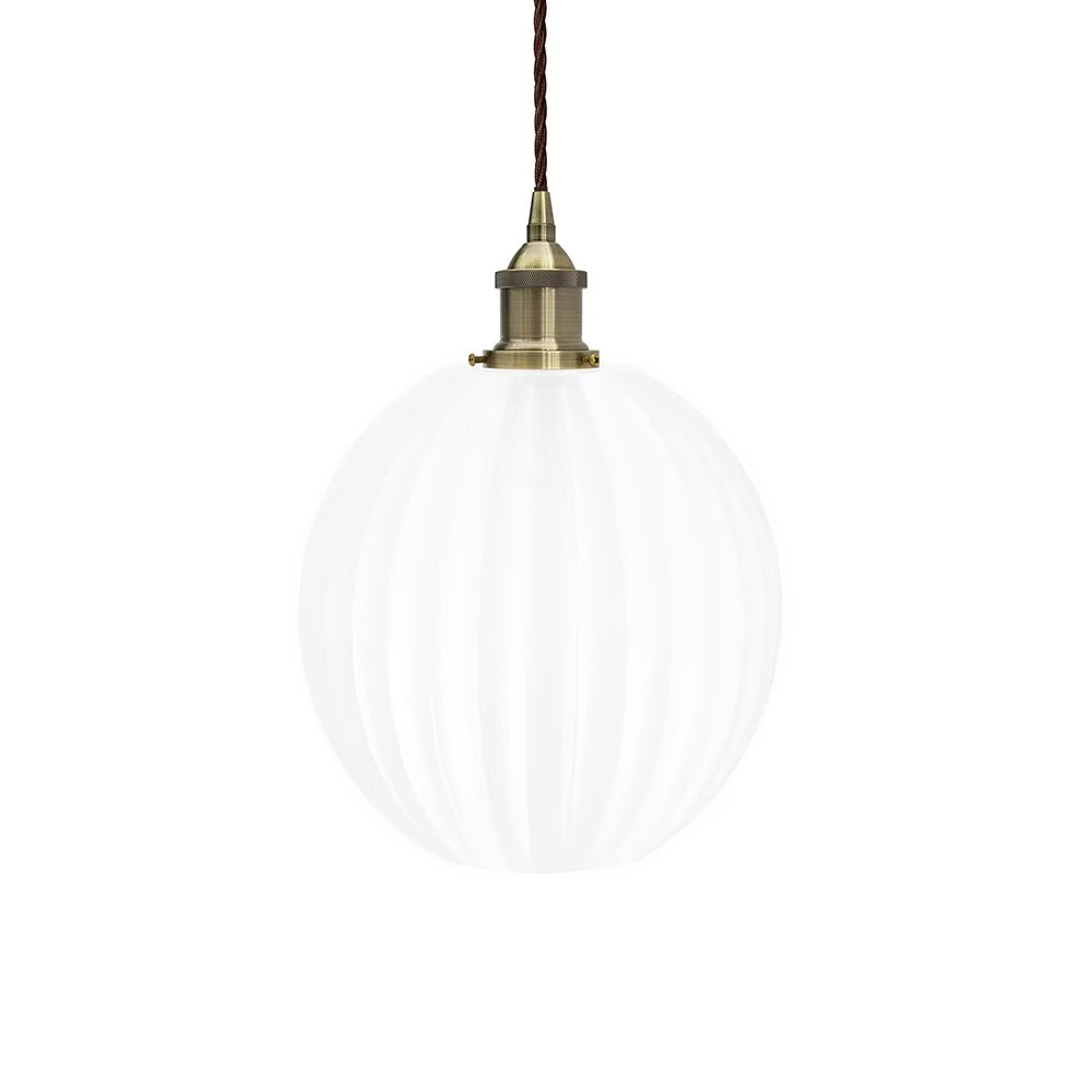Baltic Fluted Globe Surf White Pendant Light