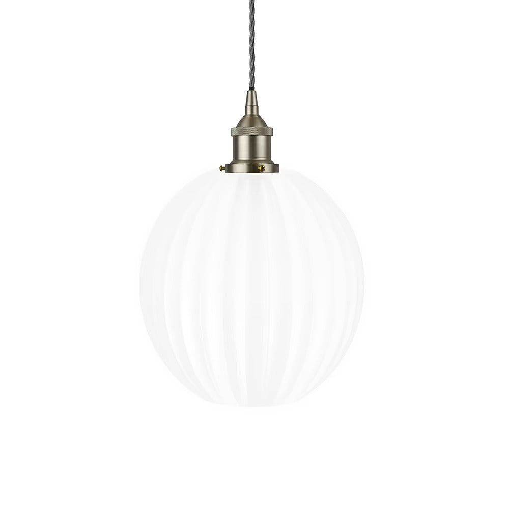 Baltic Fluted Globe Surf White Pendant Light