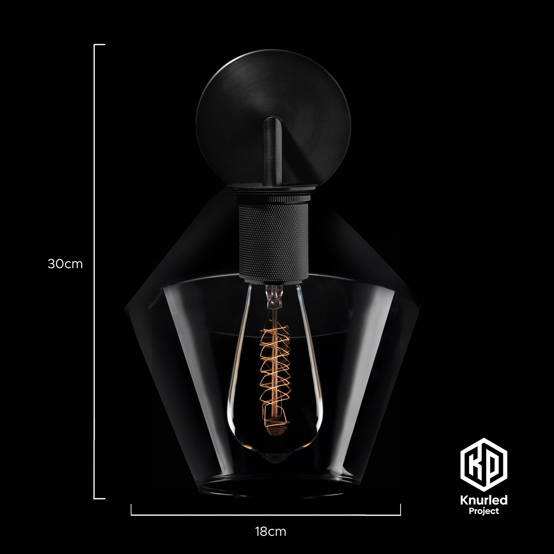 Matte Black Shade Wall Light + Diamond Shade product shot