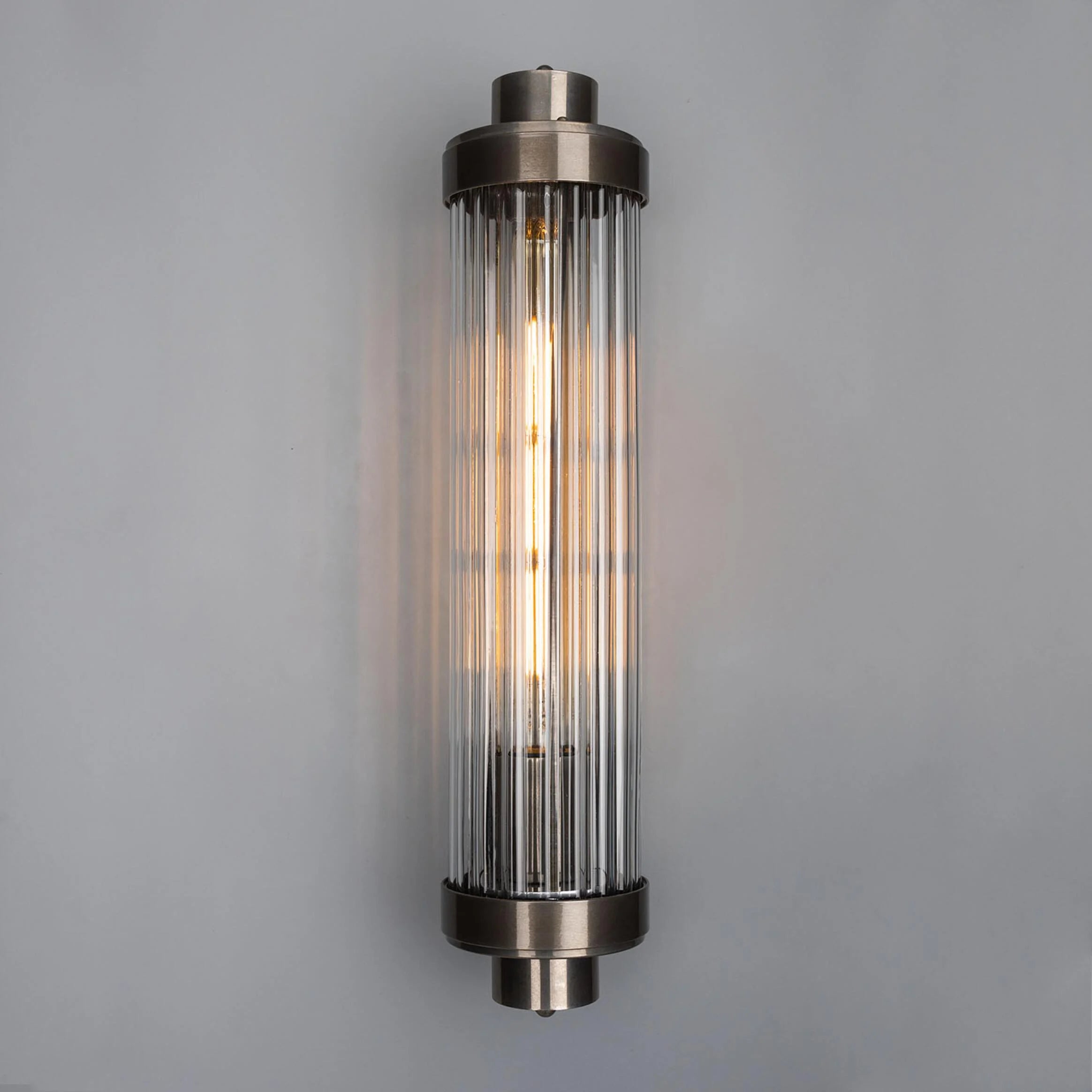 Louise Vintage Rippled Glass and Brass Bathroom Wall Light IP44