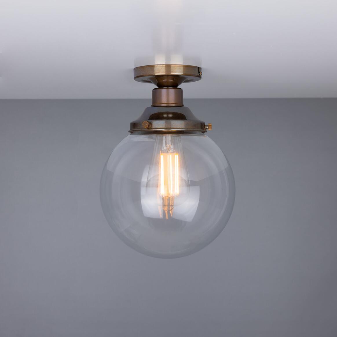 Riad Clear Glass Globe Flush Ceiling Light 20cm