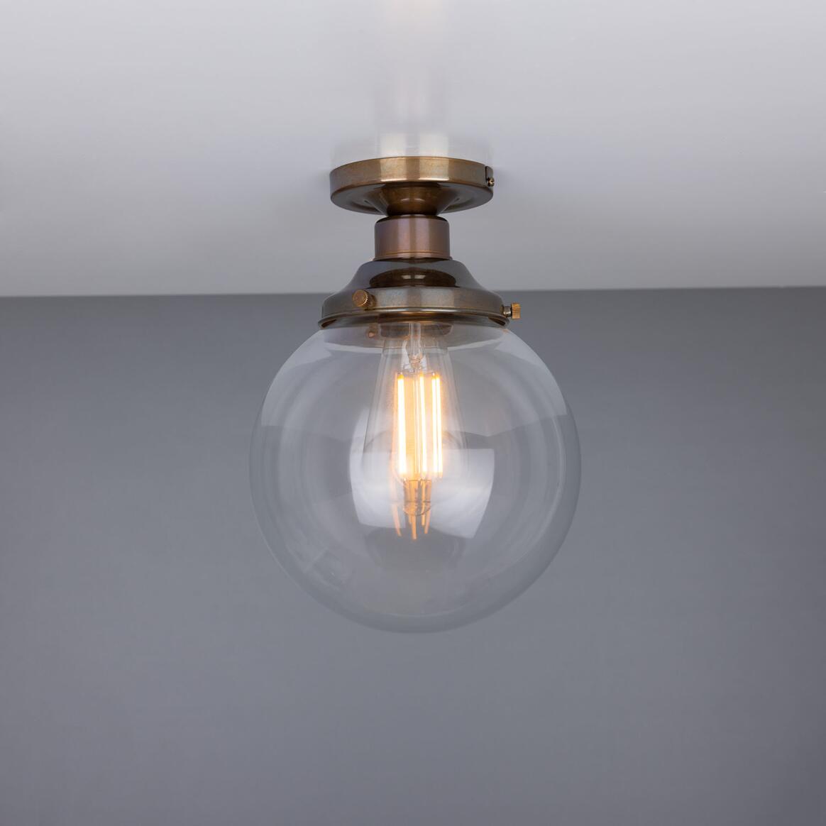 Riad Clear Glass Globe Flush Ceiling Light 20cm