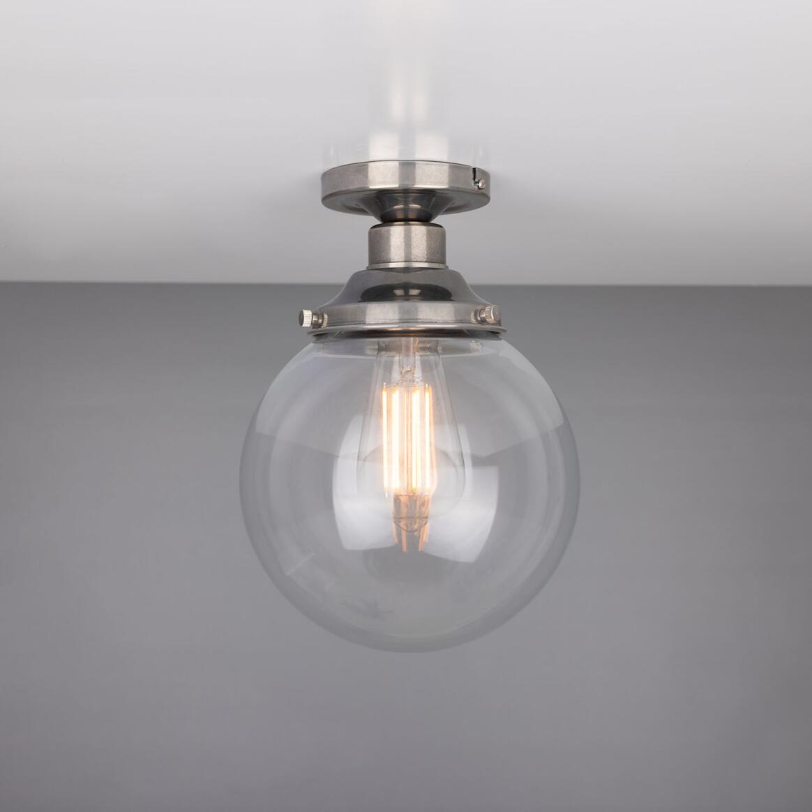 Riad Clear Glass Globe Flush Ceiling Light 20cm