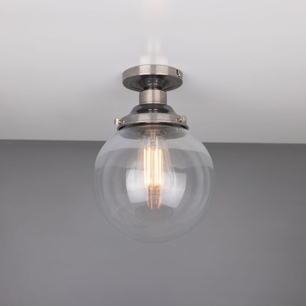 Riad Clear Glass Globe Flush Ceiling Light 20cm