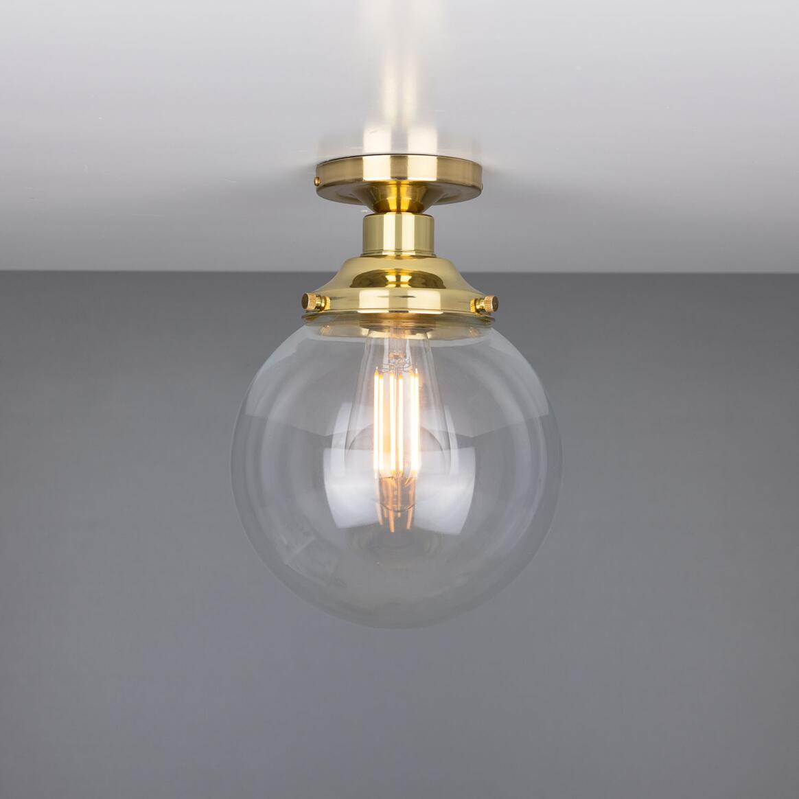 Riad Clear Glass Globe Flush Ceiling Light 20cm