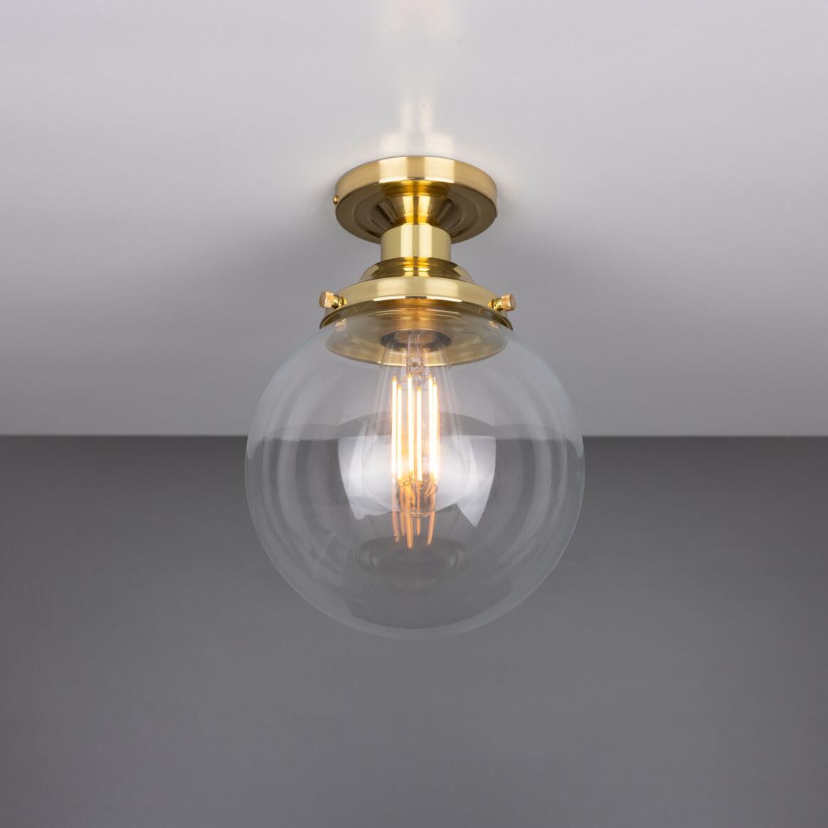 Riad Clear Glass Globe Flush Ceiling Light 20cm