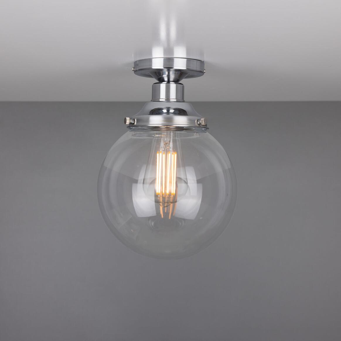 Riad Clear Glass Globe Flush Ceiling Light 20cm