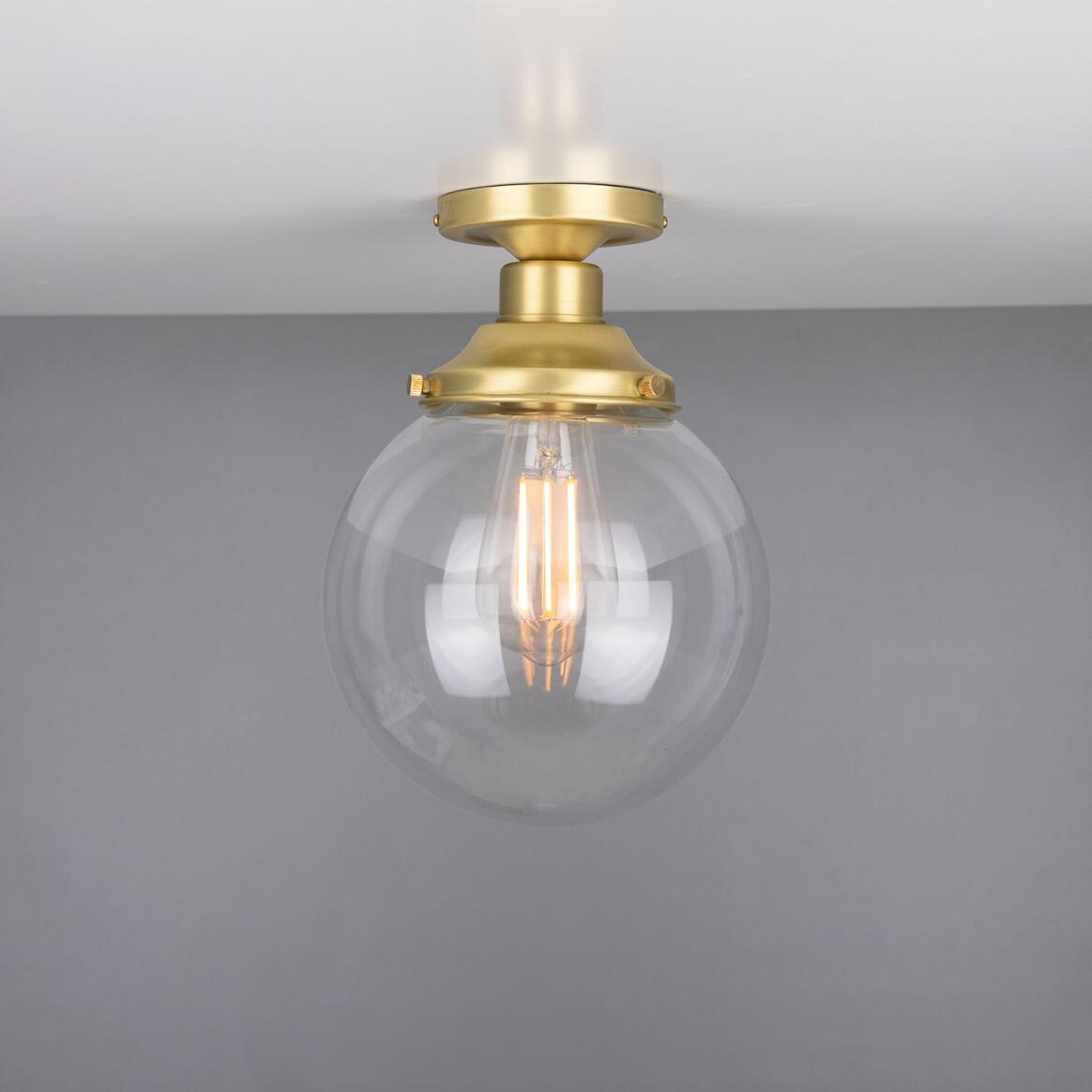 Riad Clear Glass Globe Flush Ceiling Light 20cm