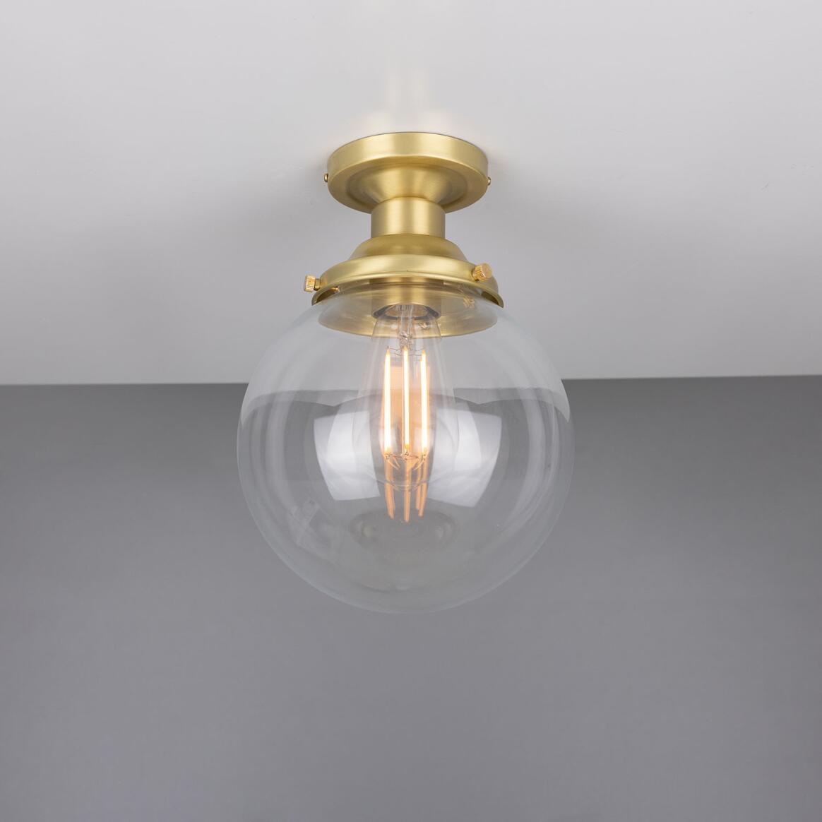 Riad Clear Glass Globe Flush Ceiling Light 20cm