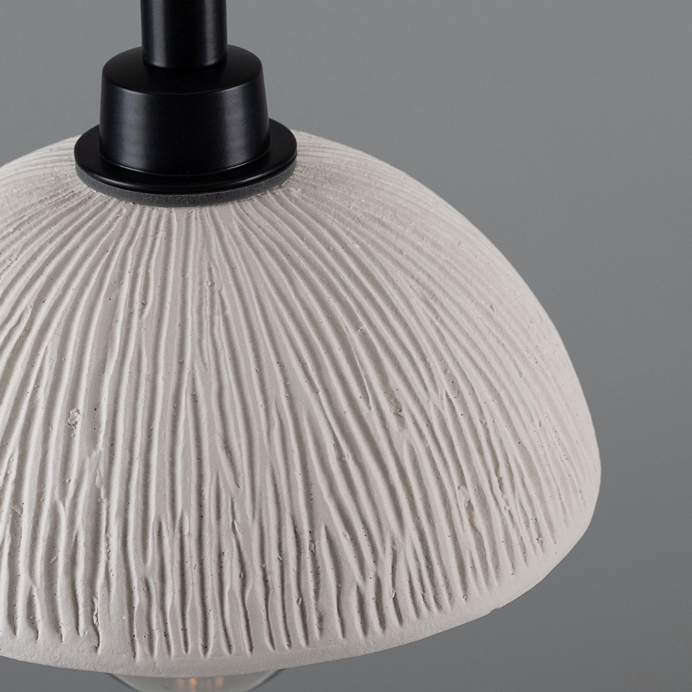 Kingii Ceramic Dome Bathroom Pendant Light 20cm, Matte White Striped IP44