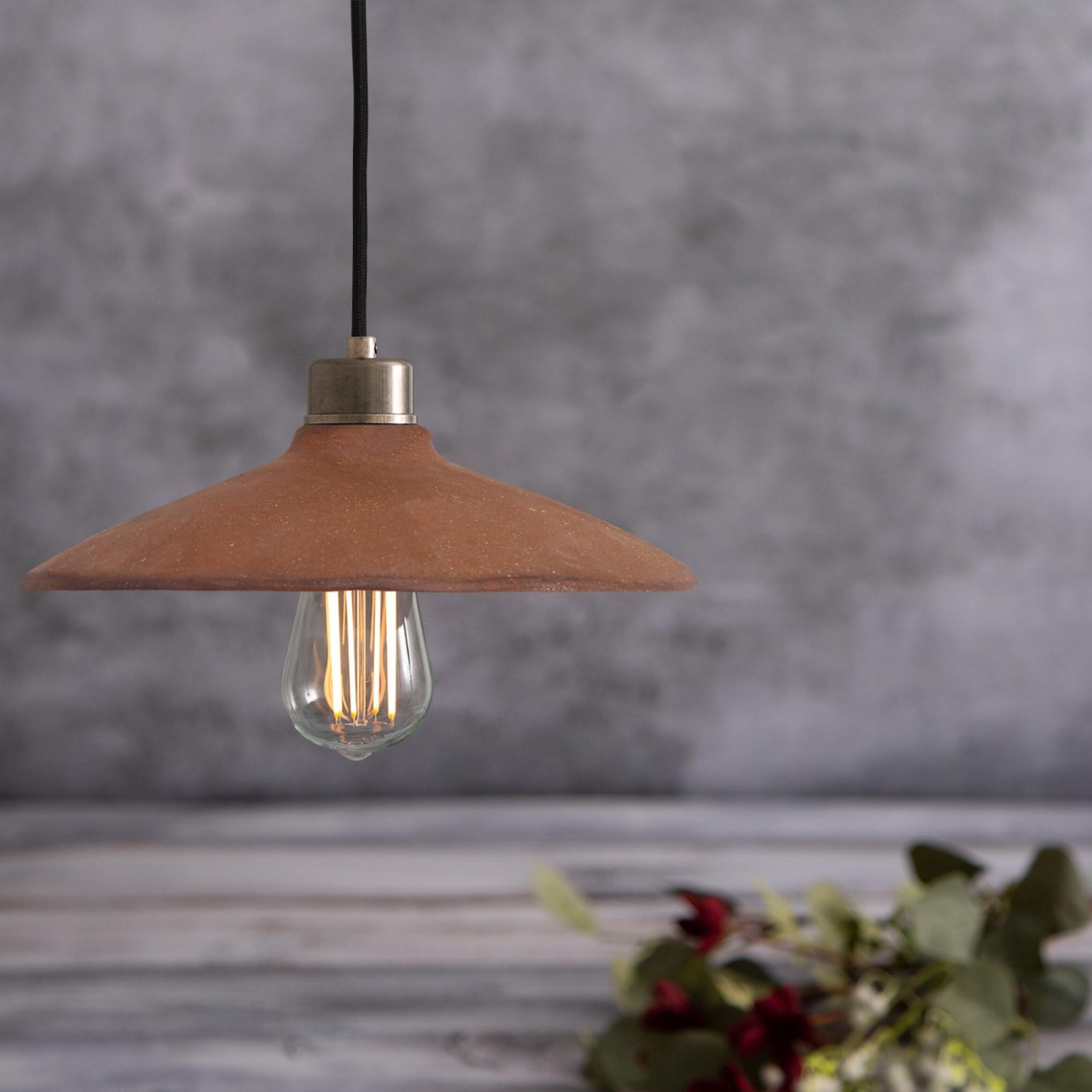 Pyrus Ceramic Pendant Light 28cm, Red Iron, product shot