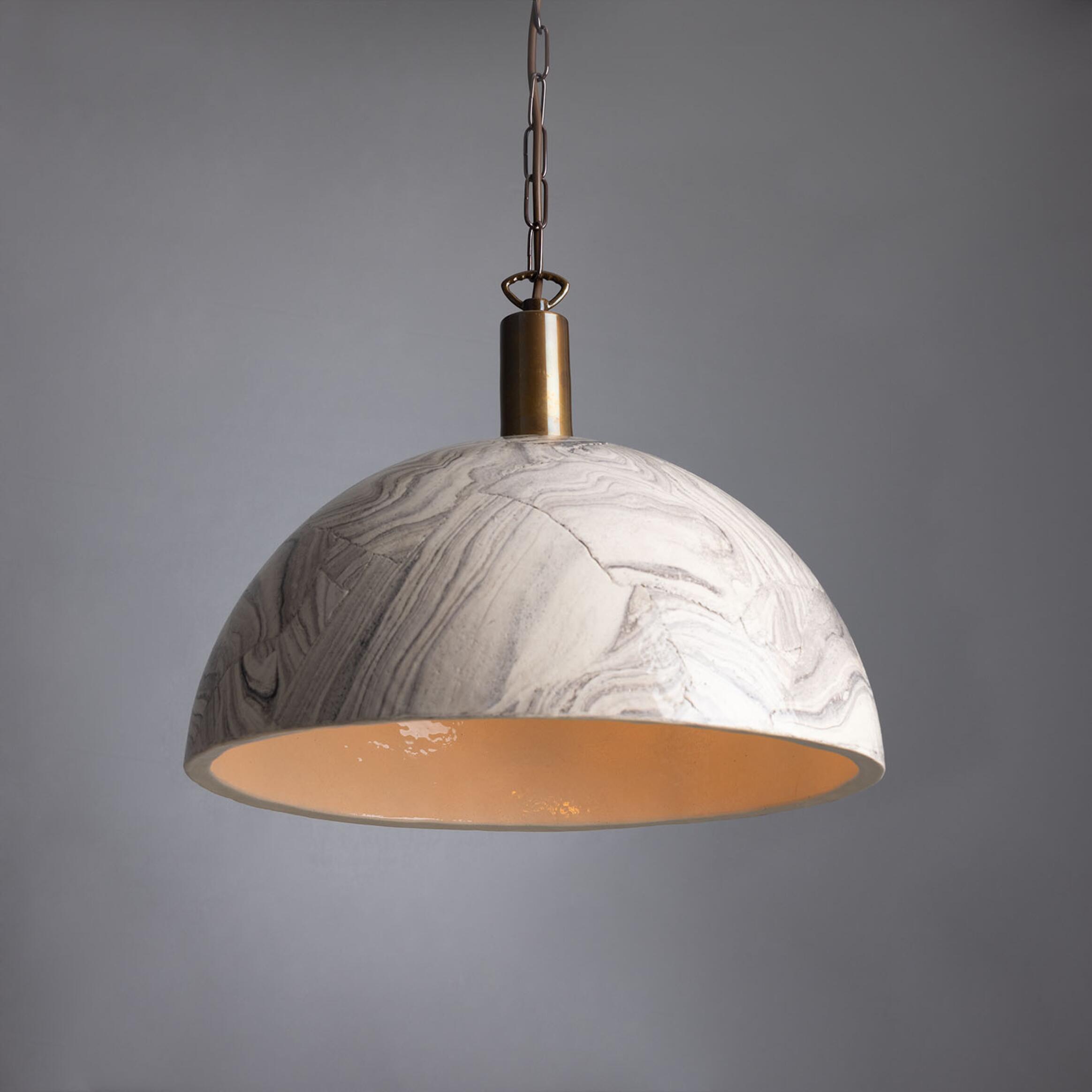 Kauri Marbled Ceramic Dome Pendant Light 37cm