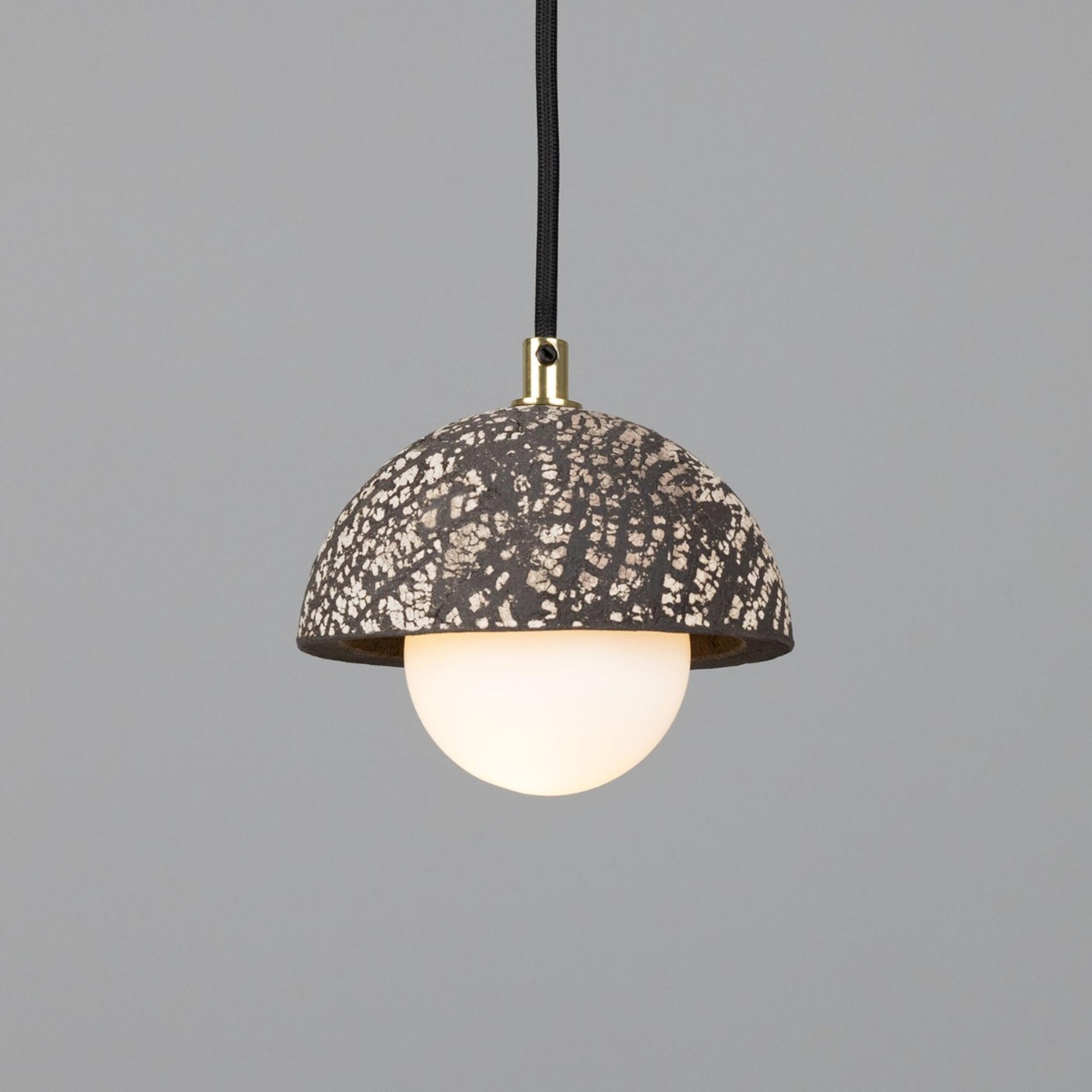 Ferox Small Ceramic Dome Pendant Light 14cm, Black Clay, packshot