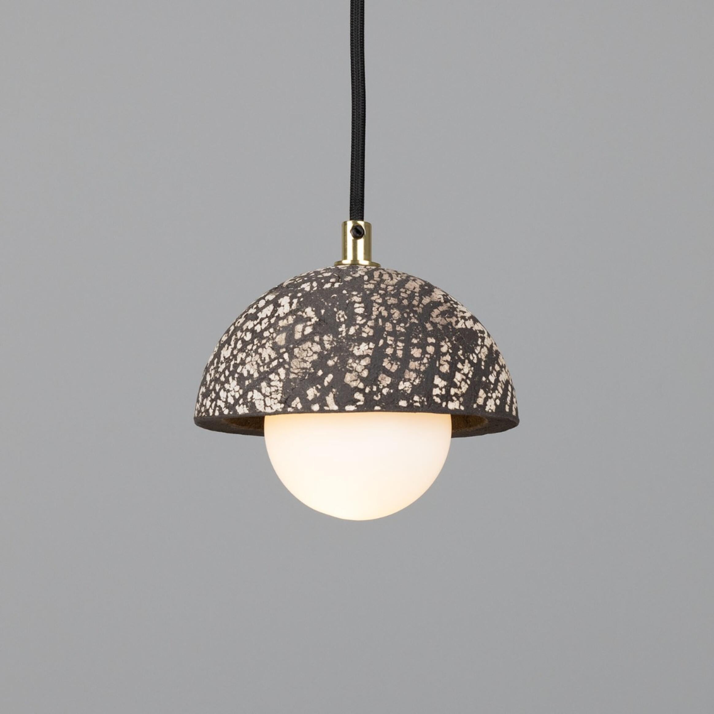 Ferox Small Ceramic Dome Pendant Light 14cm, Black Clay, packshot