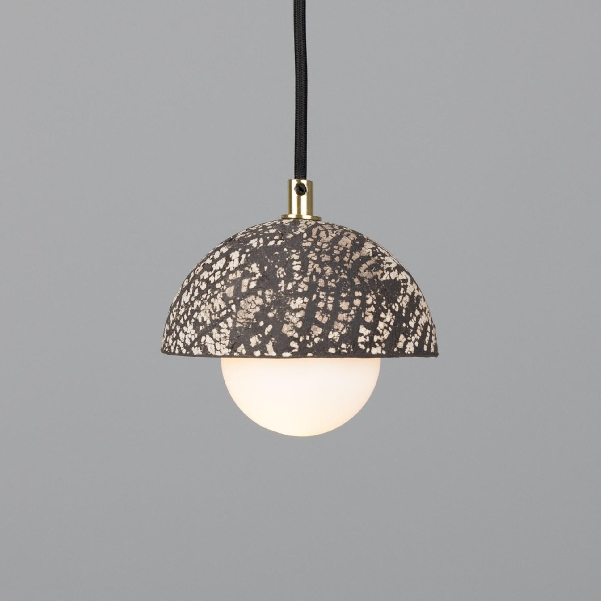 Ferox Small Ceramic Dome Pendant Light 14cm, Black Clay, packshot