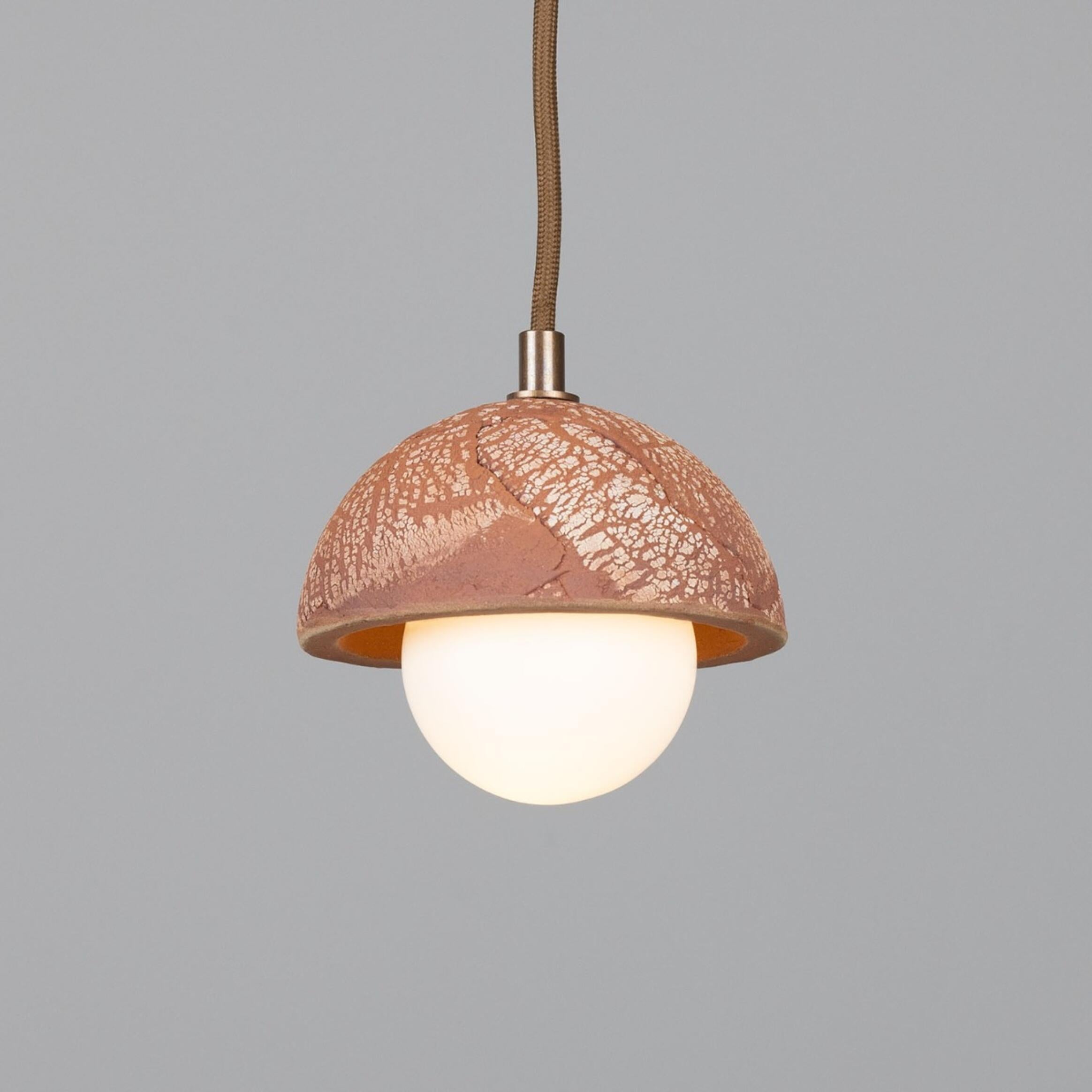 Ferox Small Ceramic Dome Pendant Light 14cm, Red Iron packshot