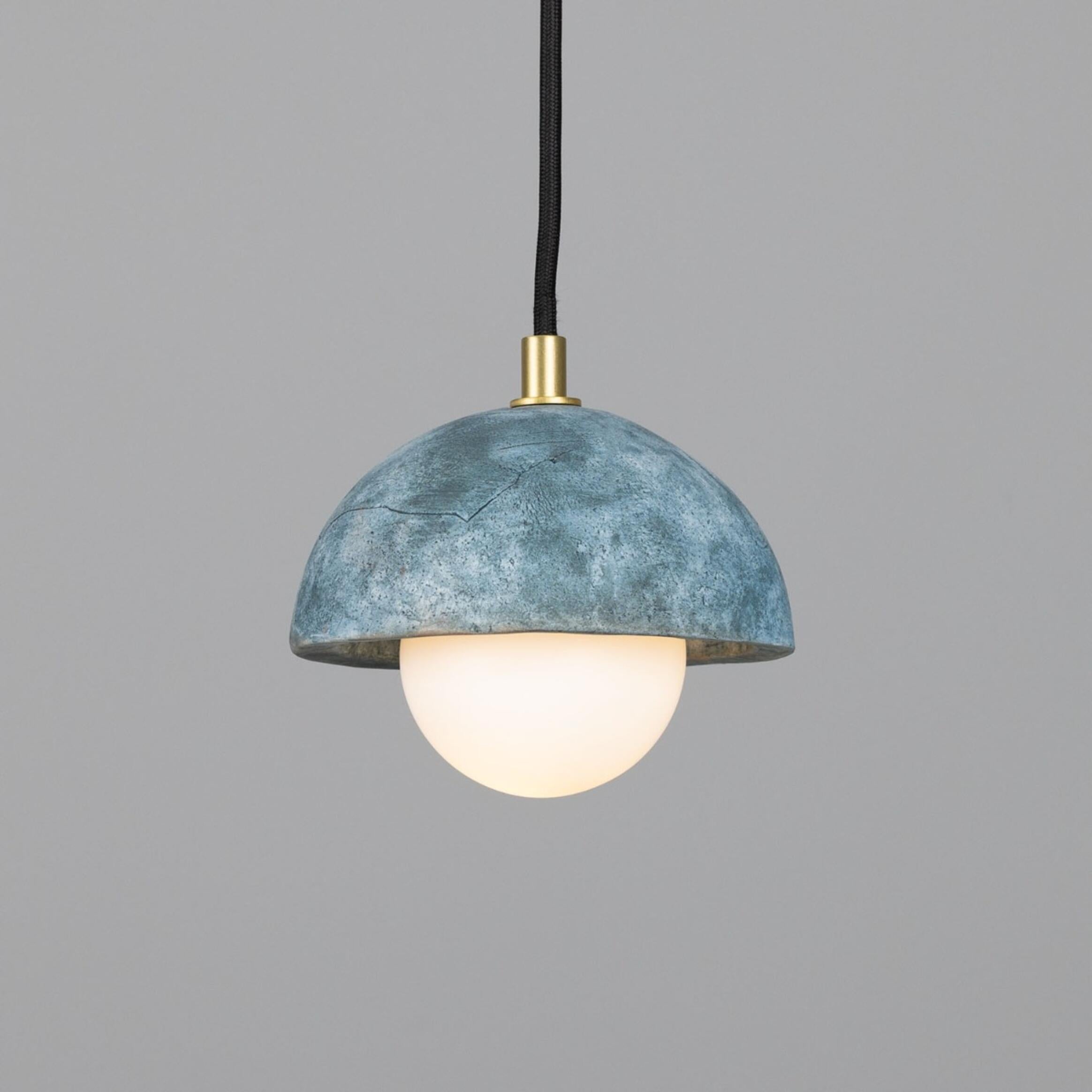 Ferox Small Ceramic Dome Pendant Light 14cm, Blue Earth, packshot