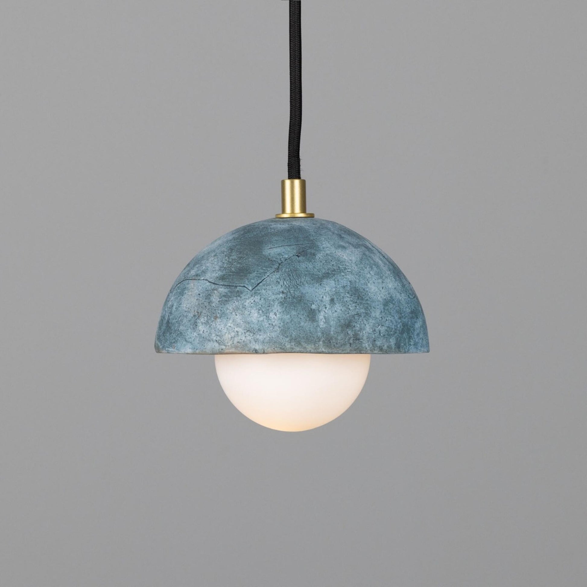 Ferox Small Ceramic Dome Pendant Light 14cm, Blue Earth, packshot