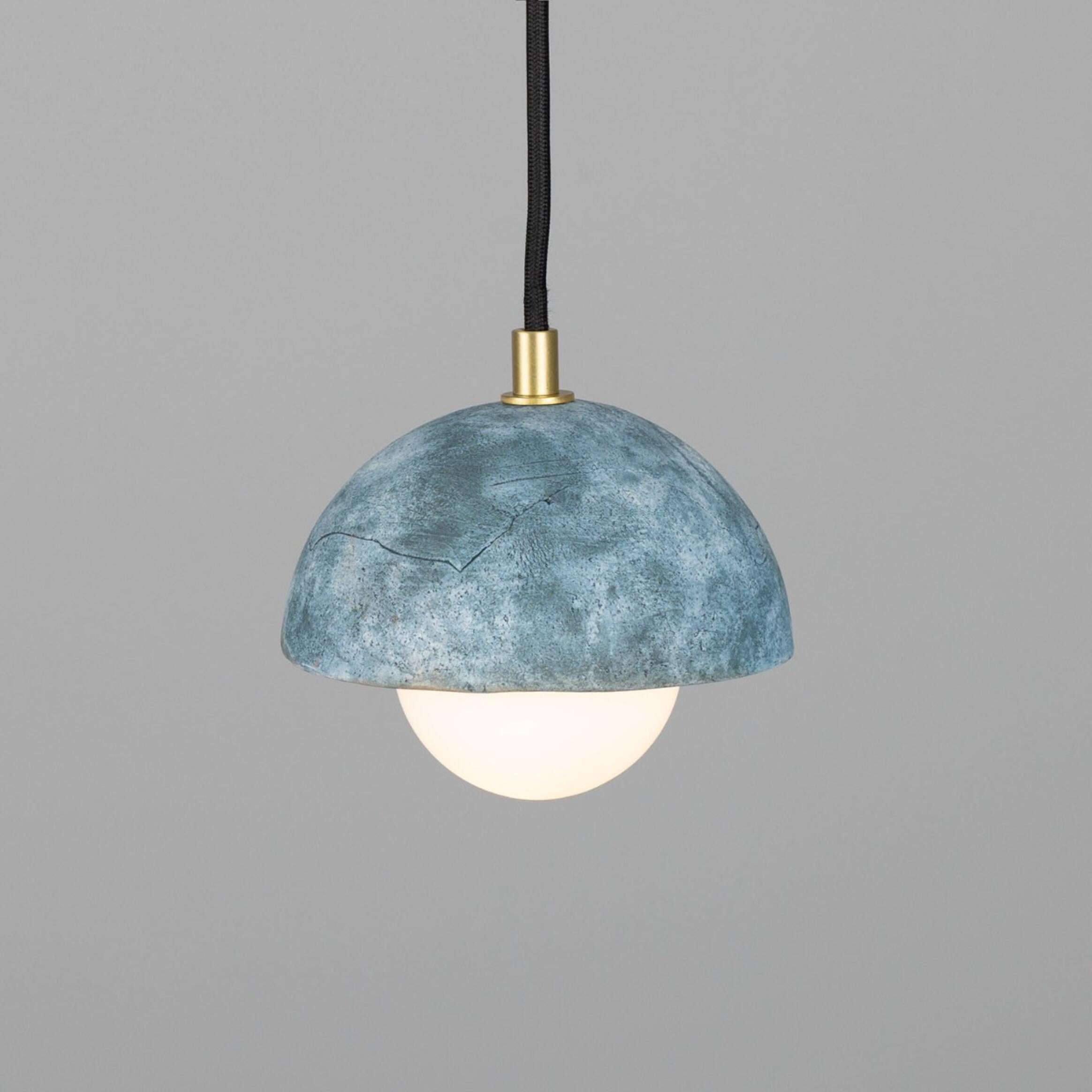 Ferox Small Ceramic Dome Pendant Light 14cm, Blue Earth, packshot