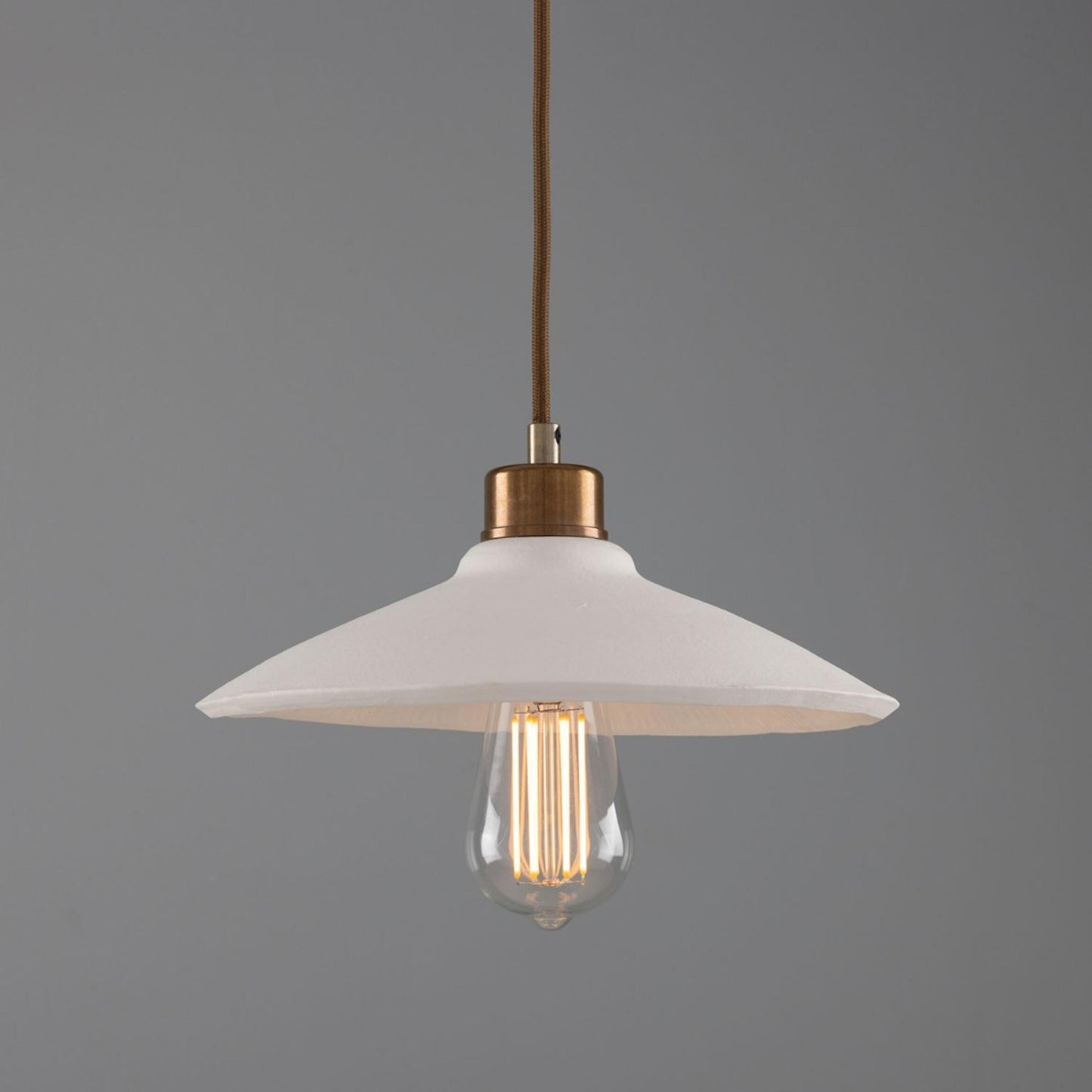 Pyrus Organic Ceramic Pendant Light 28cm, Matte White Striped