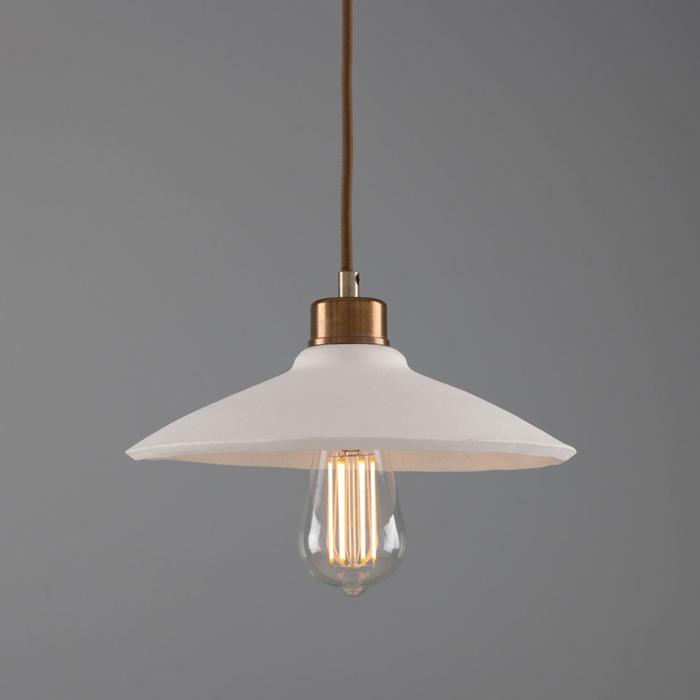 Pyrus Organic Ceramic Pendant Light 28cm, Matte White Striped