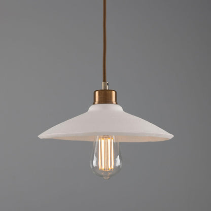 Pyrus Organic Ceramic Pendant Light 28cm, Matte White Striped