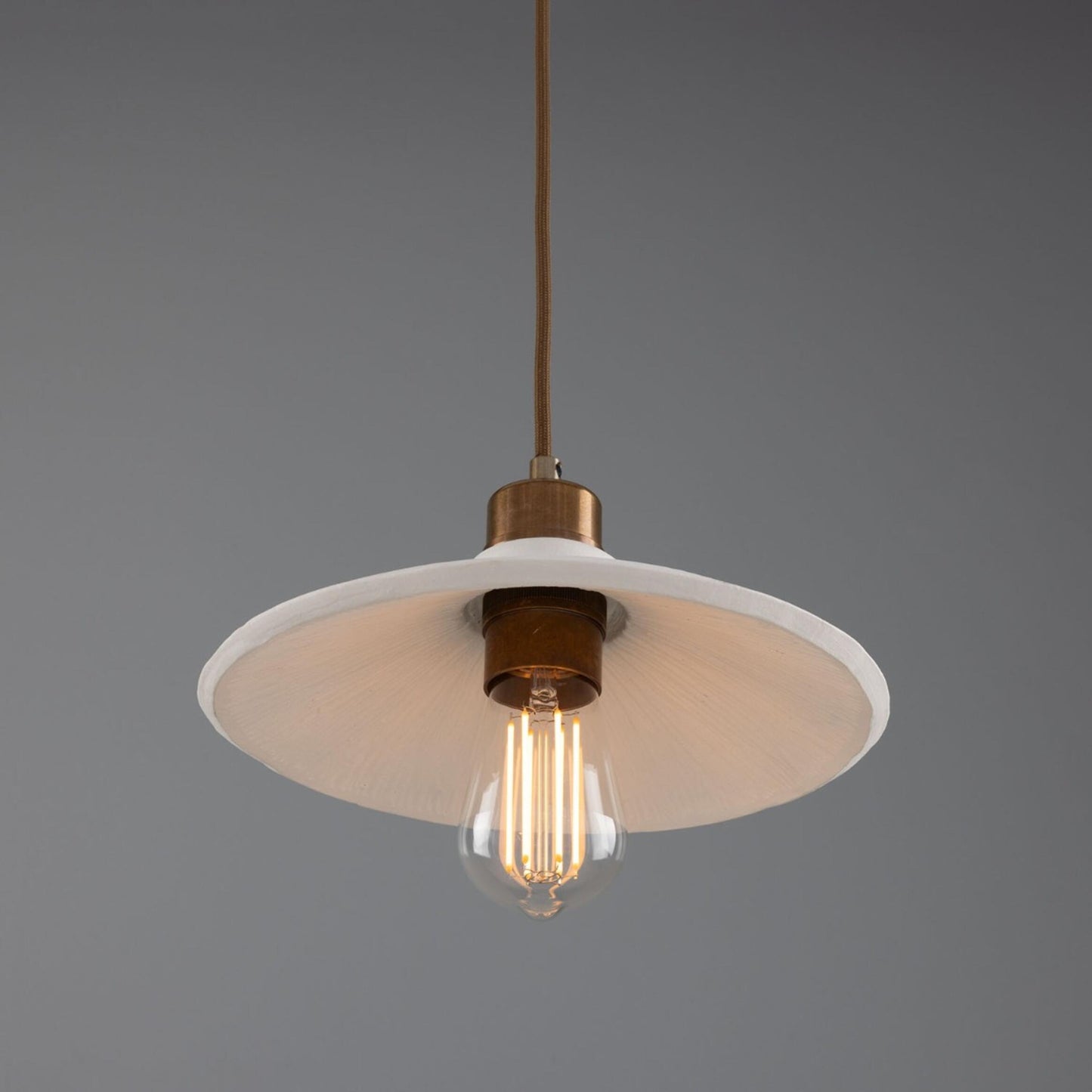 Pyrus Organic Ceramic Pendant Light 28cm, Matte White Striped