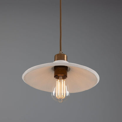Pyrus Organic Ceramic Pendant Light 28cm, Matte White Striped