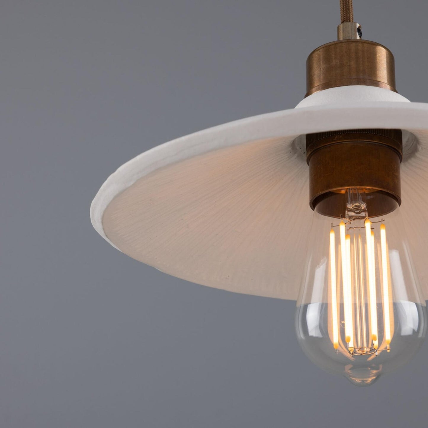 Pyrus Organic Ceramic Pendant Light 28cm, Matte White Striped