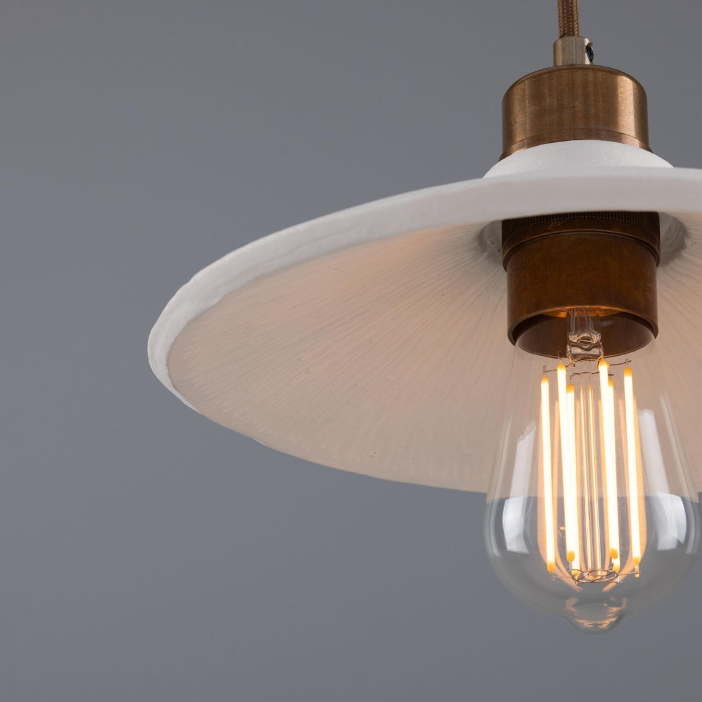 Pyrus Organic Ceramic Pendant Light 28cm, Matte White Striped