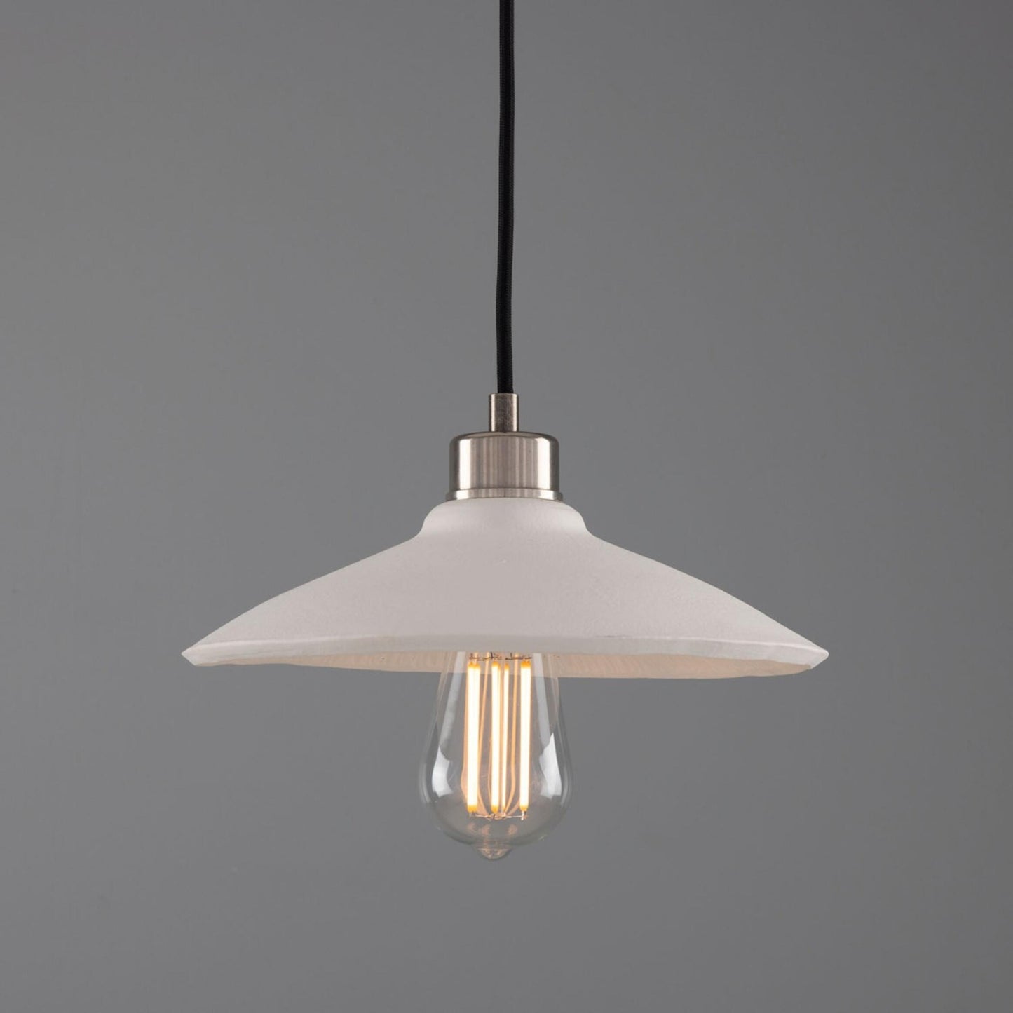 Pyrus Organic Ceramic Pendant Light 28cm, Matte White Striped