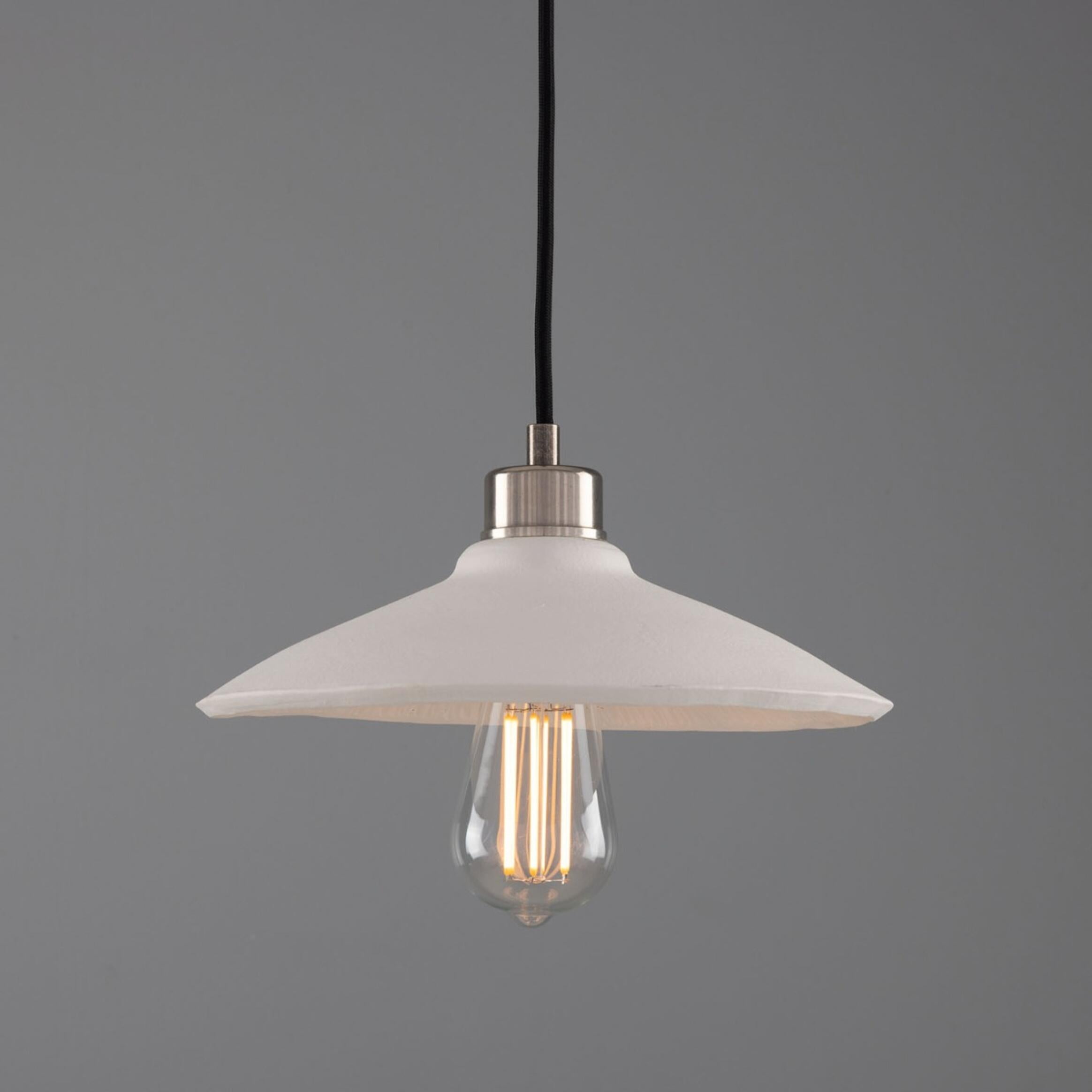 Pyrus Organic Ceramic Pendant Light 28cm, Matte White Striped