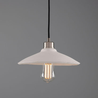 Pyrus Organic Ceramic Pendant Light 28cm, Matte White Striped