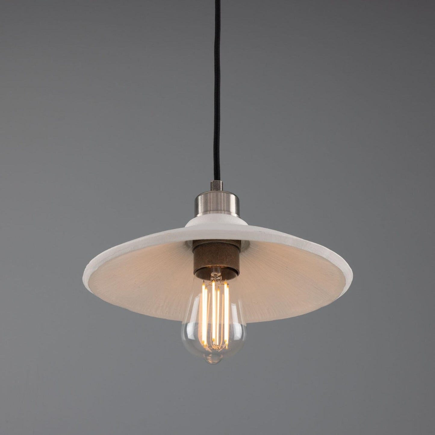Pyrus Organic Ceramic Pendant Light 28cm, Matte White Striped