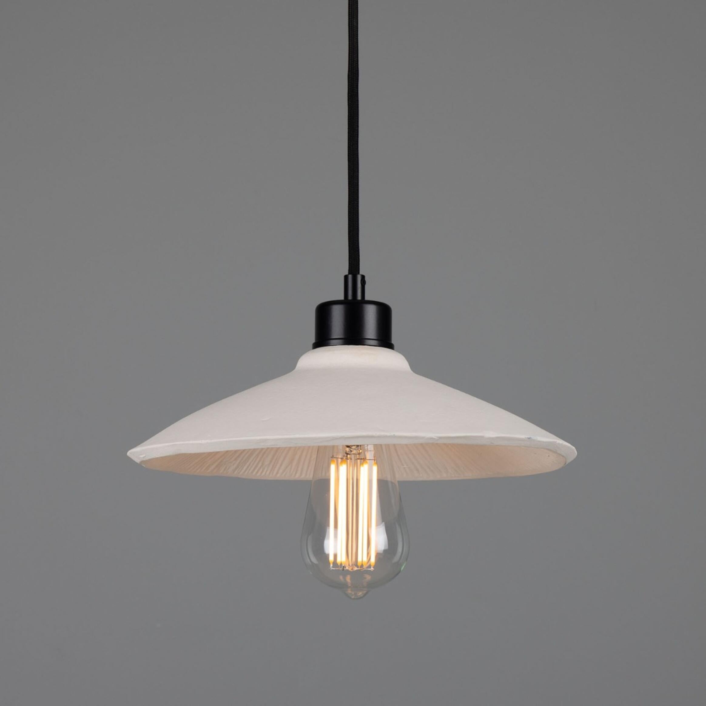 Pyrus Organic Ceramic Pendant Light 28cm, Matte White Striped