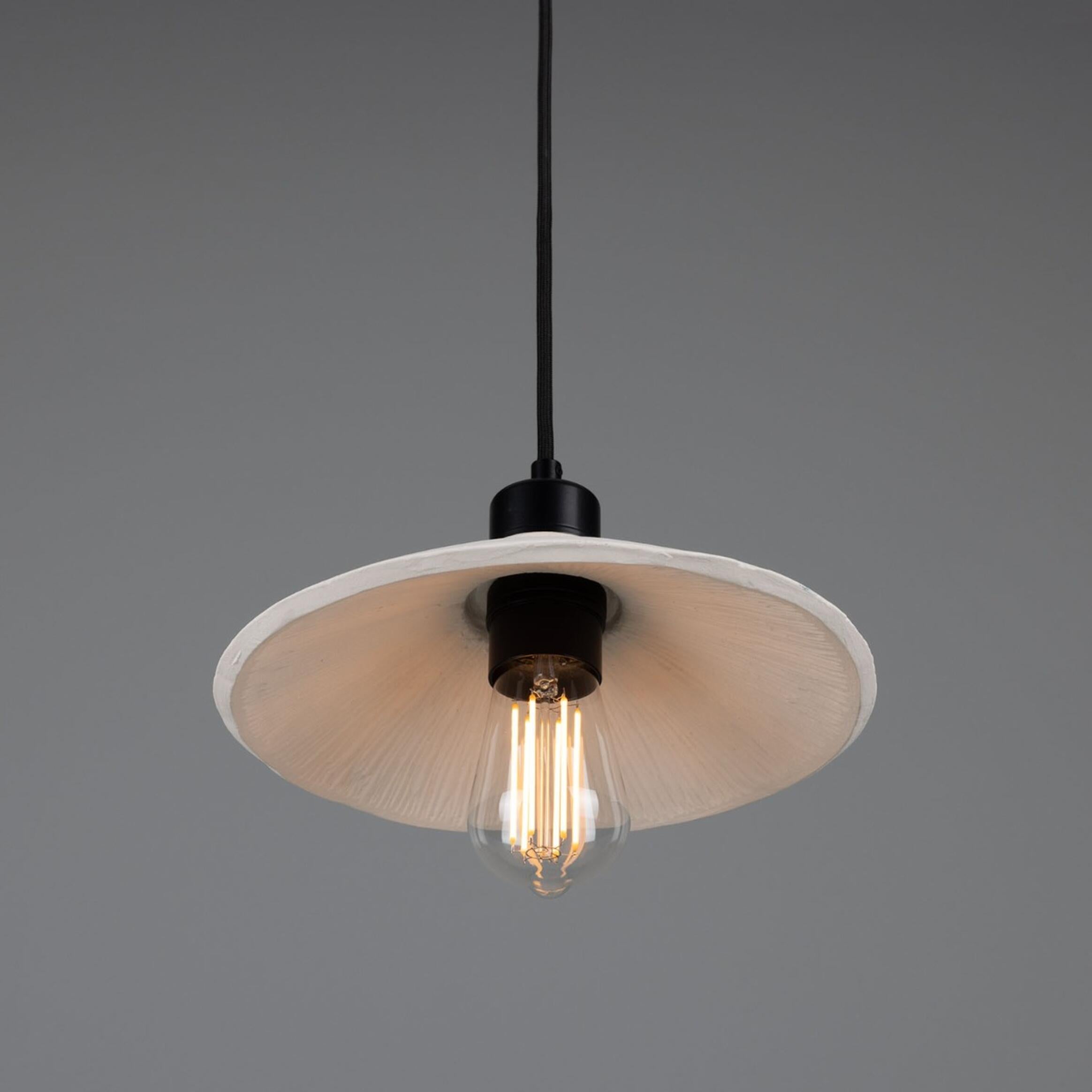 Pyrus Organic Ceramic Pendant Light 28cm, Matte White Striped