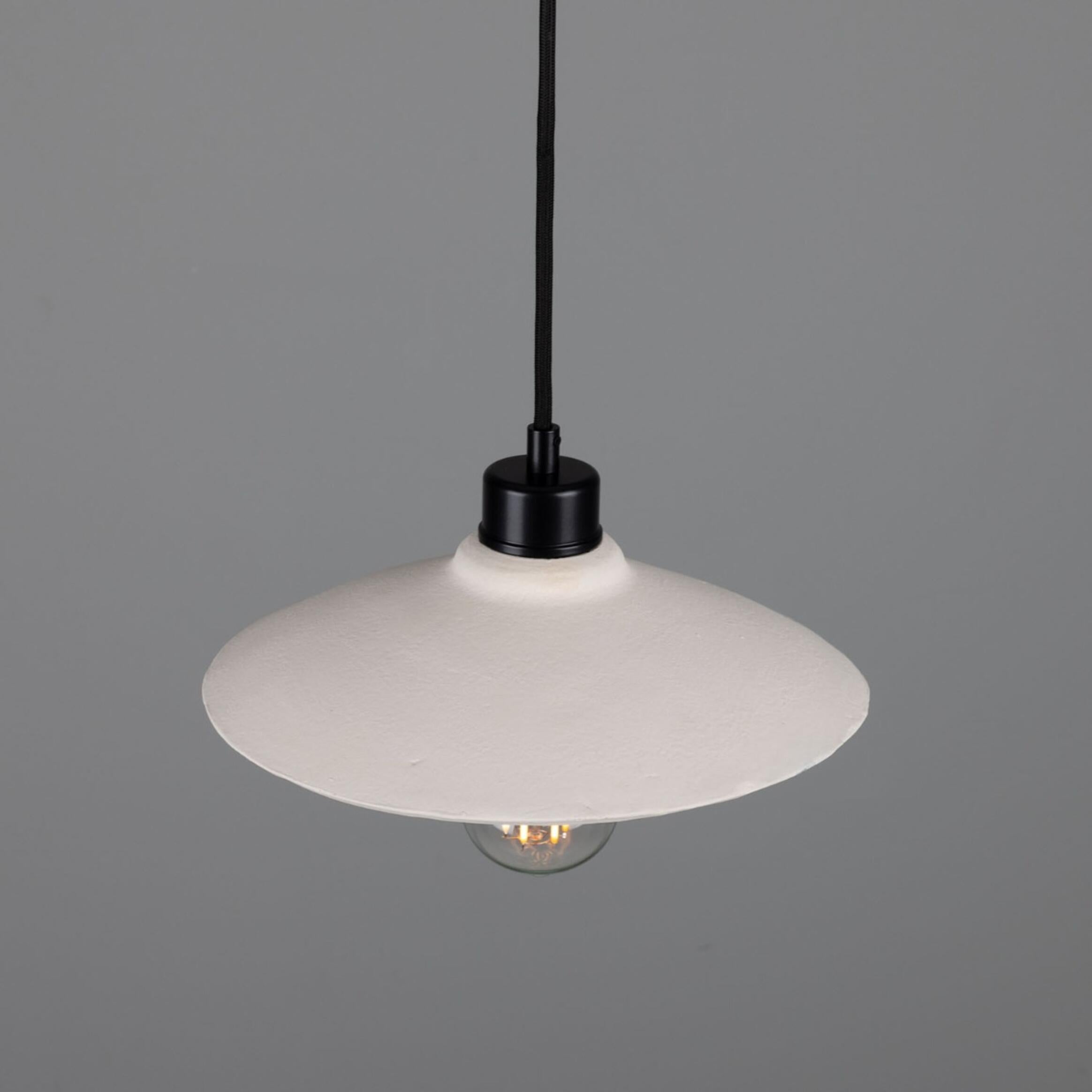 Pyrus Organic Ceramic Pendant Light 28cm, Matte White Striped