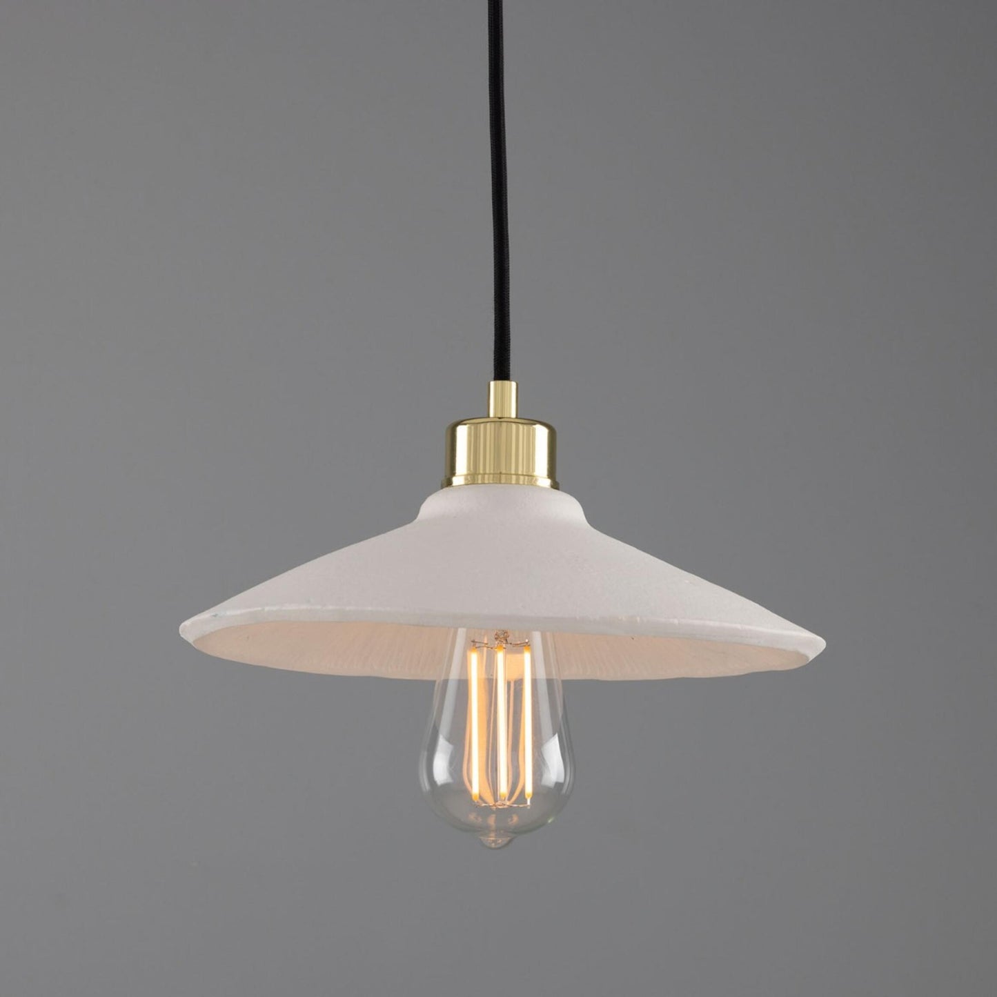 Pyrus Organic Ceramic Pendant Light 28cm, Matte White Striped