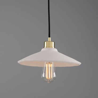 Pyrus Organic Ceramic Pendant Light 28cm, Matte White Striped