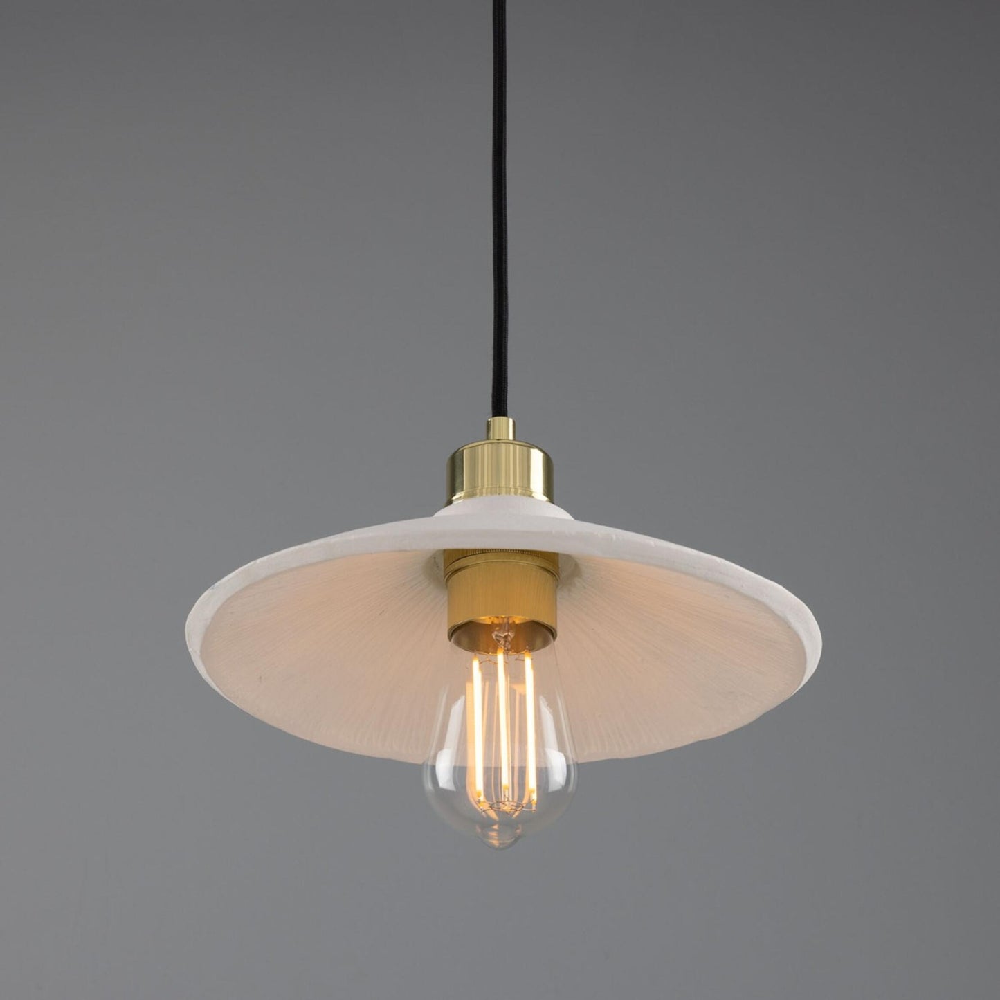 Pyrus Organic Ceramic Pendant Light 28cm, Matte White Striped
