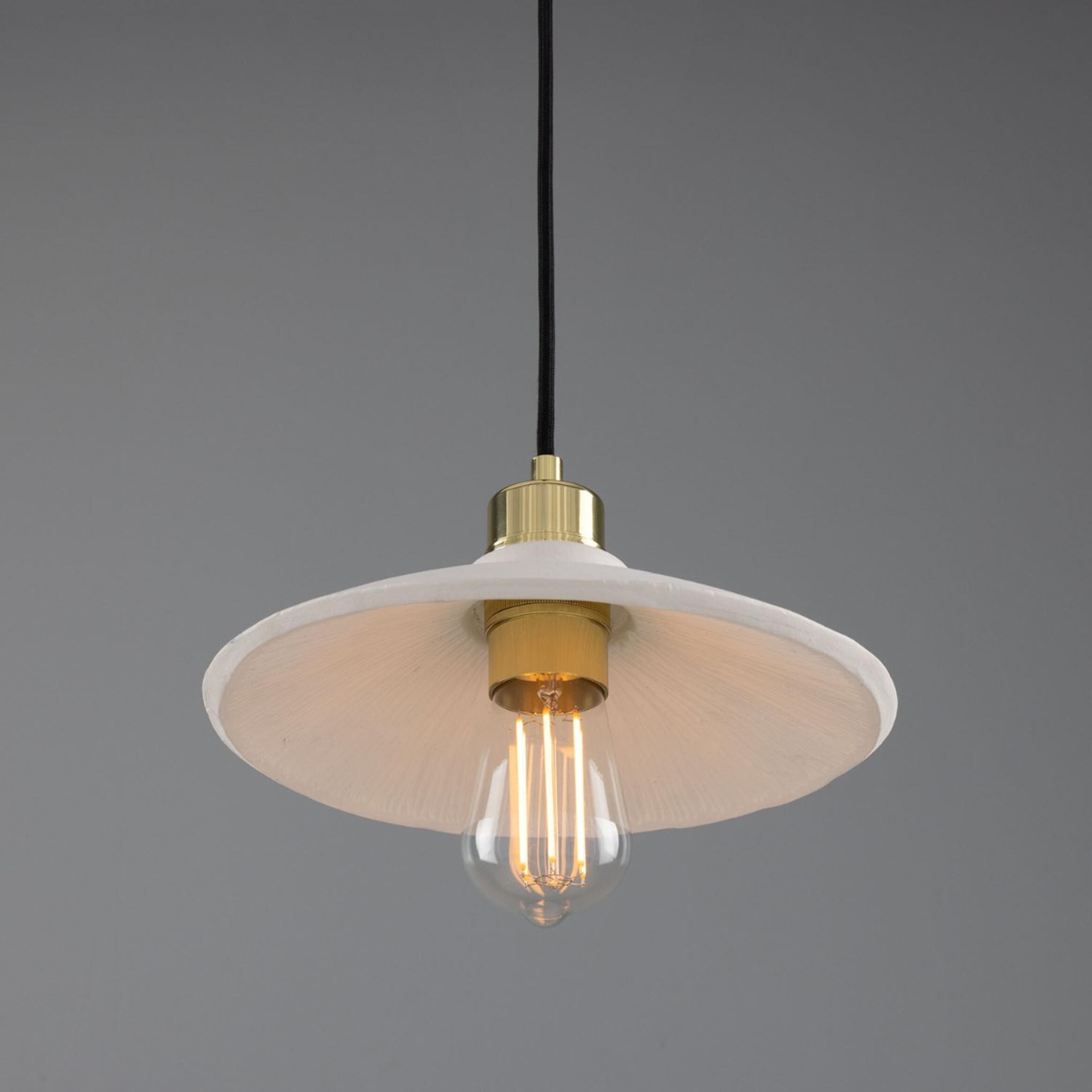Pyrus Organic Ceramic Pendant Light 28cm, Matte White Striped
