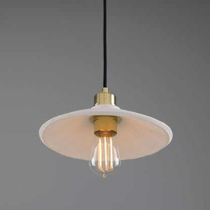 Pyrus Organic Ceramic Pendant Light 28cm, Matte White Striped