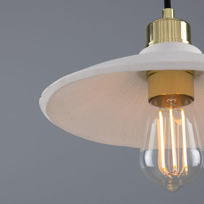 Pyrus Organic Ceramic Pendant Light 28cm, Matte White Striped