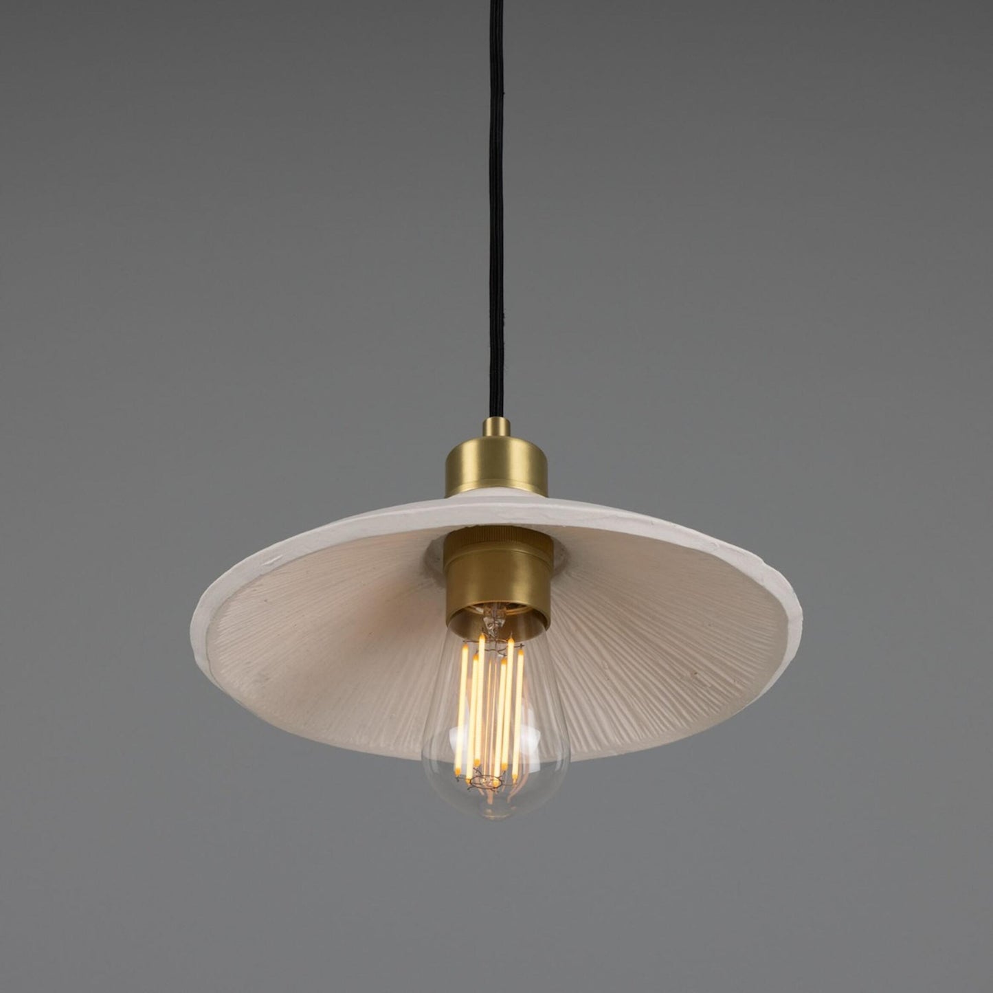 Pyrus Organic Ceramic Pendant Light 28cm, Matte White Striped