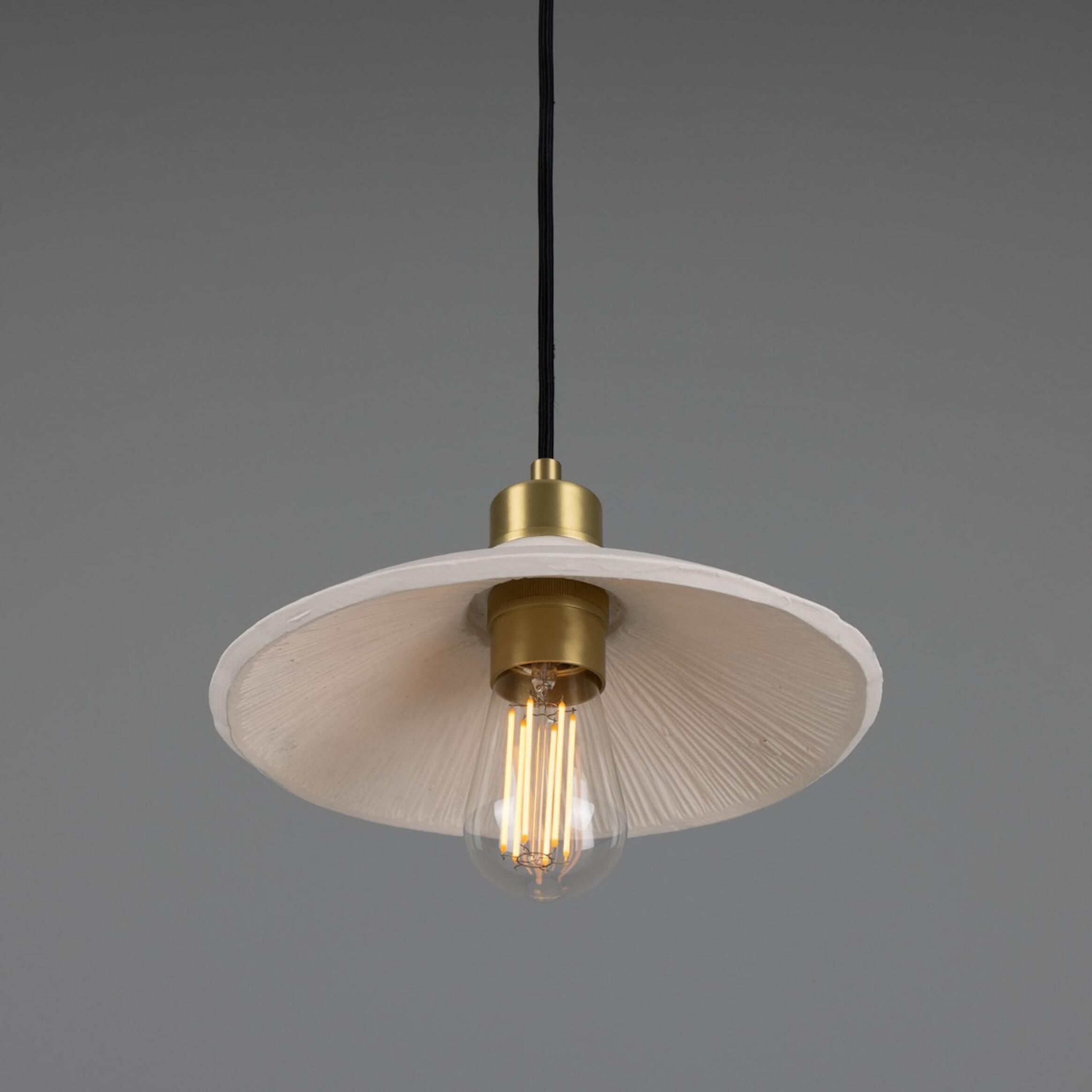 Pyrus Organic Ceramic Pendant Light 28cm, Matte White Striped