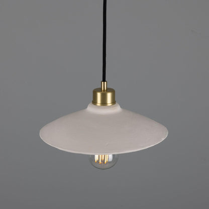 Pyrus Organic Ceramic Pendant Light 28cm, Matte White Striped