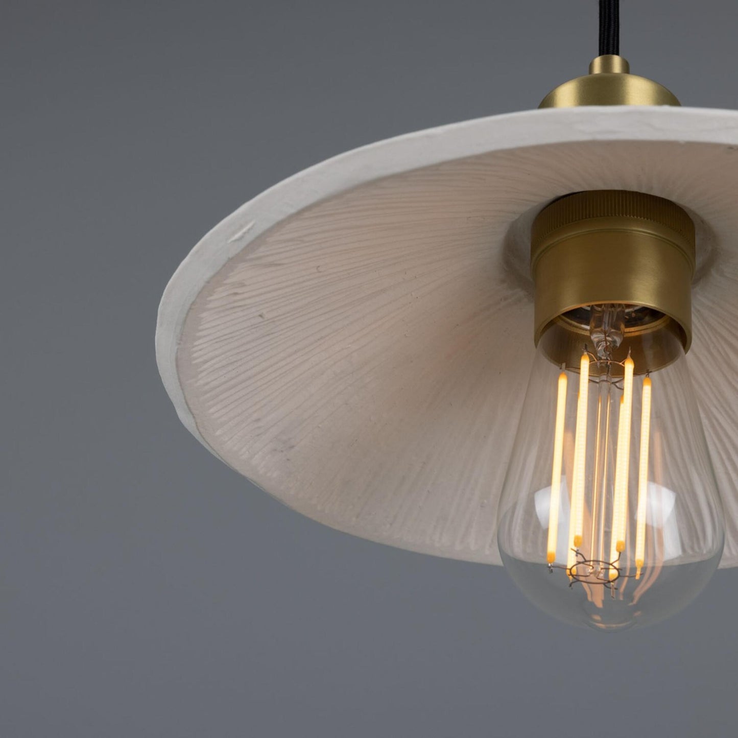 Pyrus Organic Ceramic Pendant Light 28cm, Matte White Striped