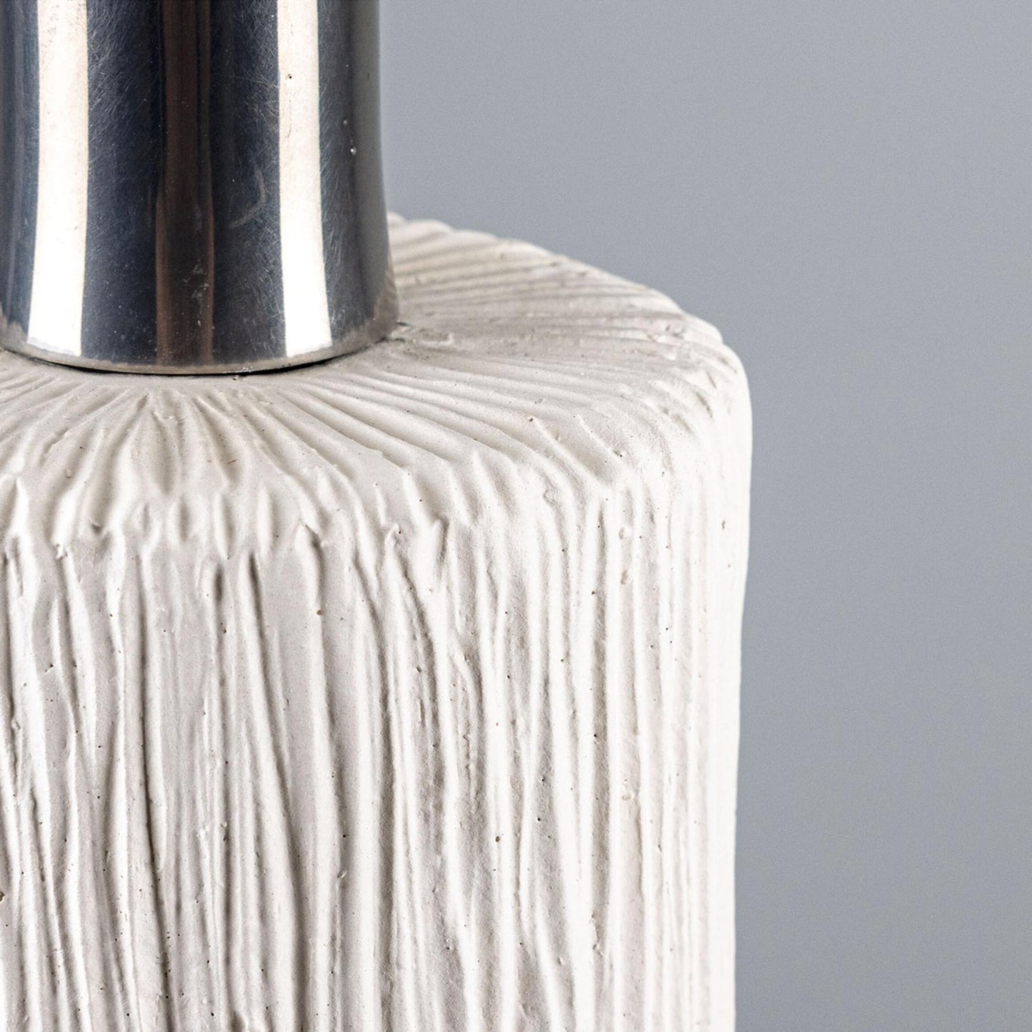 Senna Organic Ceramic Cylinder Pendant Light 12cm, Matte White Striped