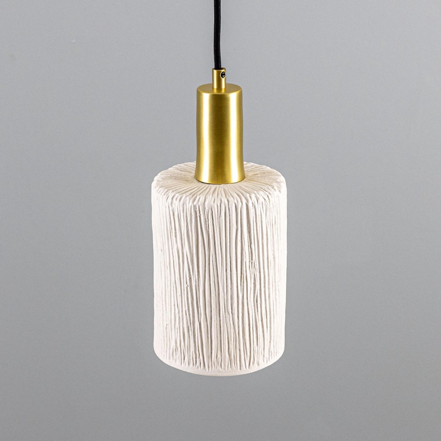 Senna Organic Ceramic Cylinder Pendant Light 12cm, Matte White Striped